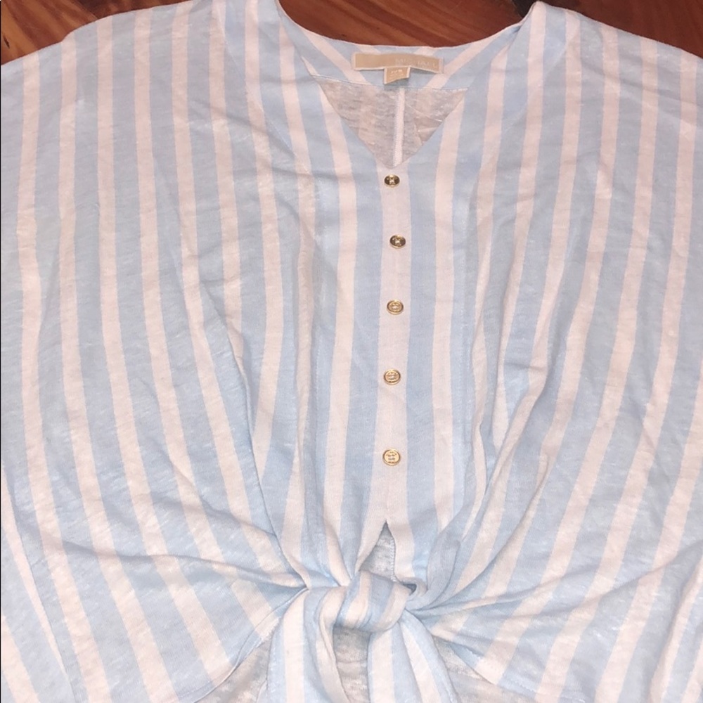MICHAEL KORS New! Petite Striped Tie-Front Top - Picture 5 of 9